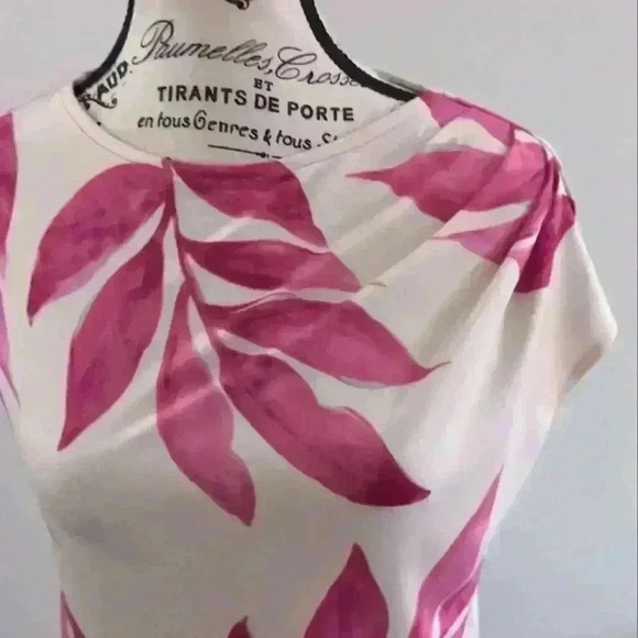 JULES & LEOPOLD | Women's Beige/Fuchsia Tropical Palm  Print Sleeveless … - Picture 2 of 4